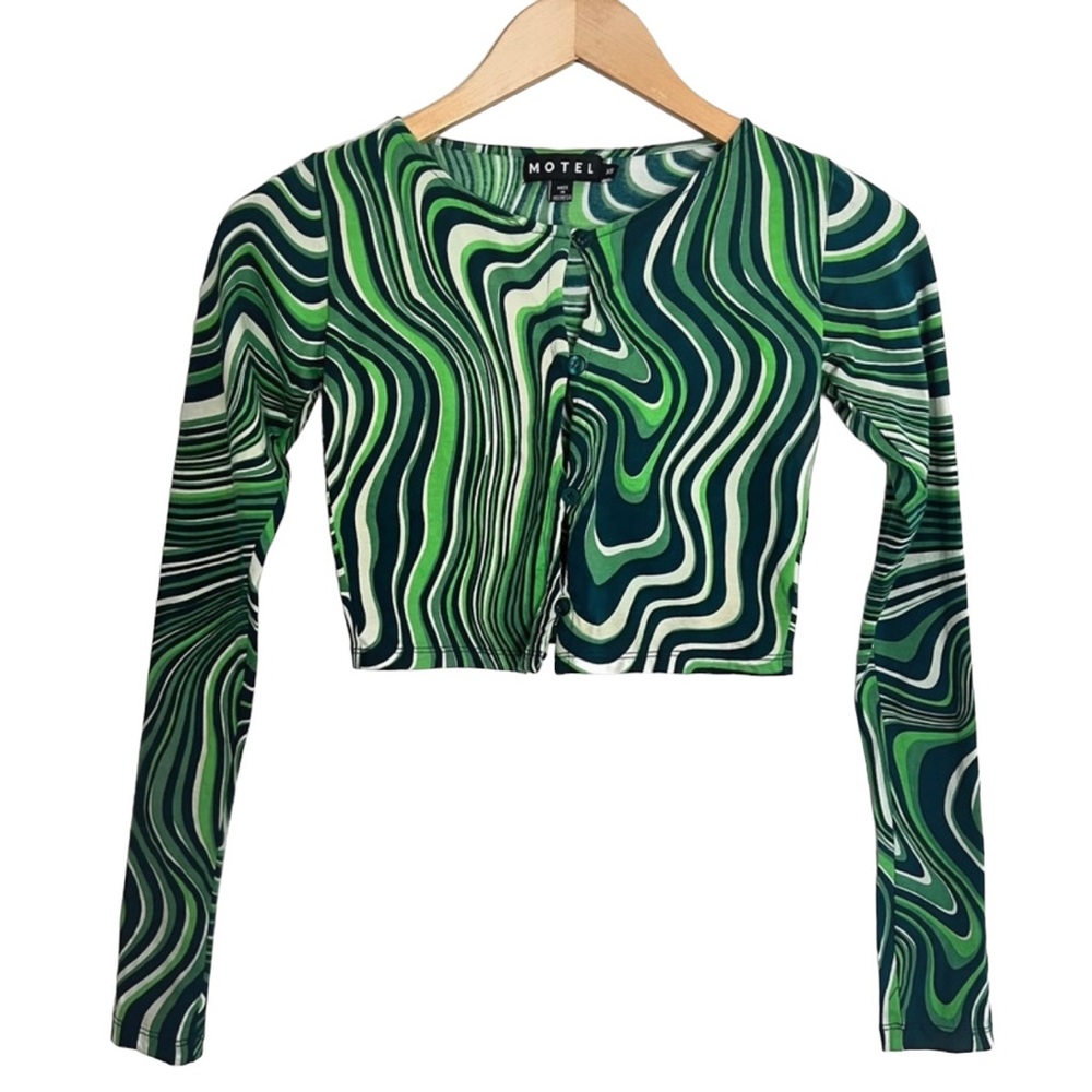 MOTEL ROCKS Size XS Green Print Crop Top